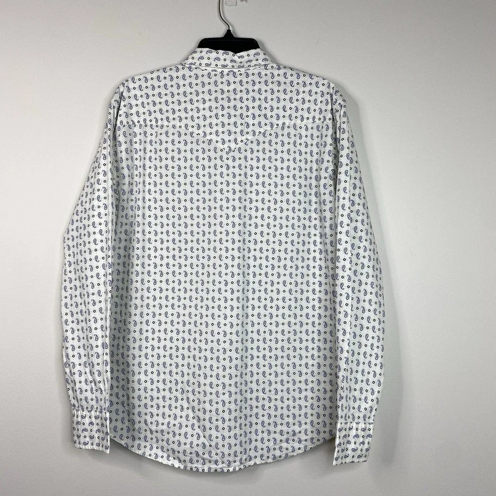 Levi's Men's L Classic Western Standard Fit Shirt‎ Pearl Snap Cream Blue Paisley